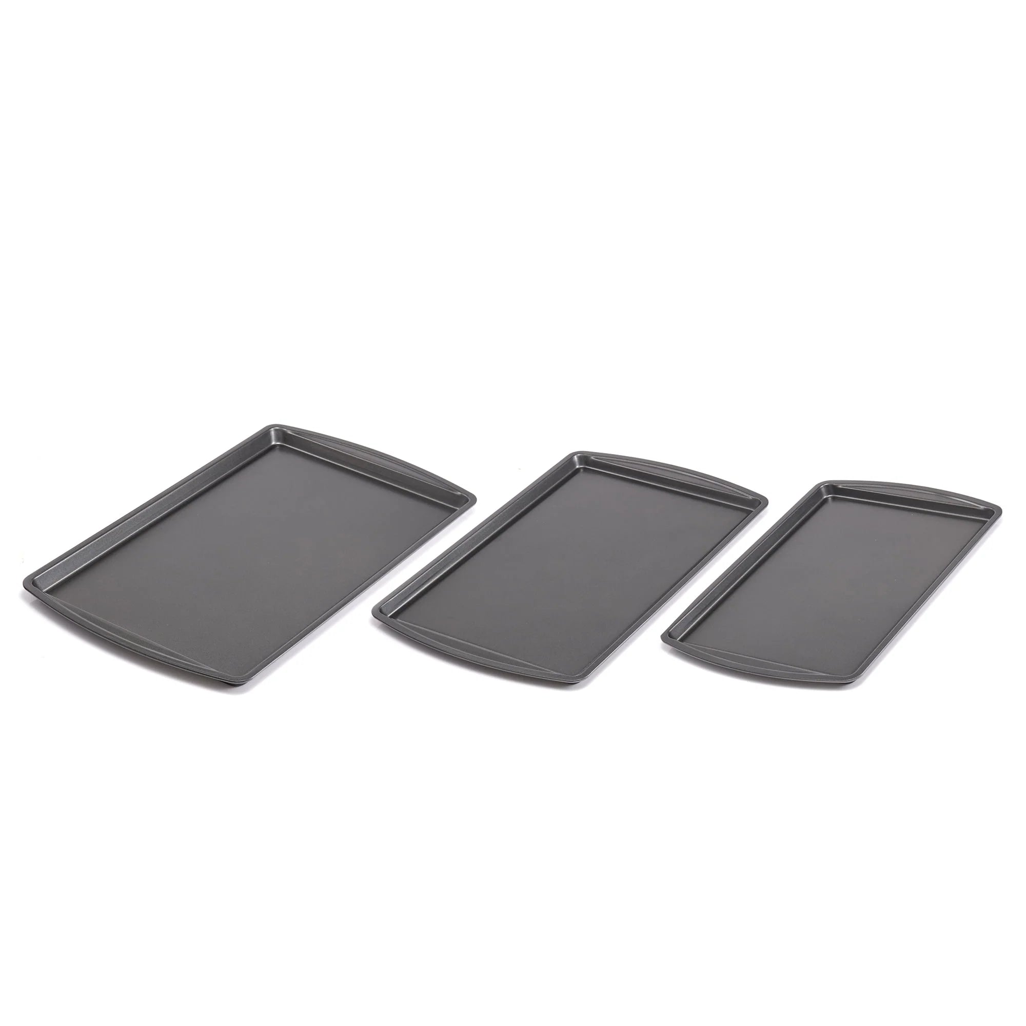 Mainstays 3PC Nonstick Cookie Set, 11.2" x 17.2", 10.2" x 15.2", 9.2" x 13.2", Gray
