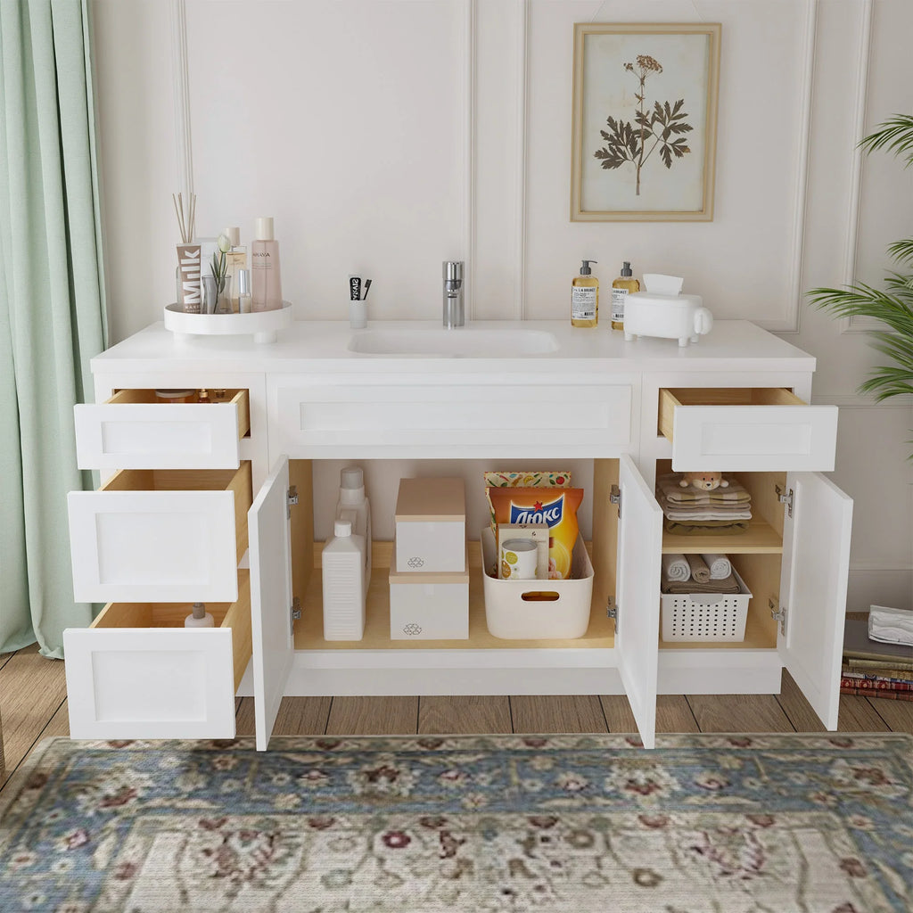 60 in. W x 21 in. D x 32.5 in. H Freestanding Bathroom Vanity Cabinet without Top in Smoky Gray