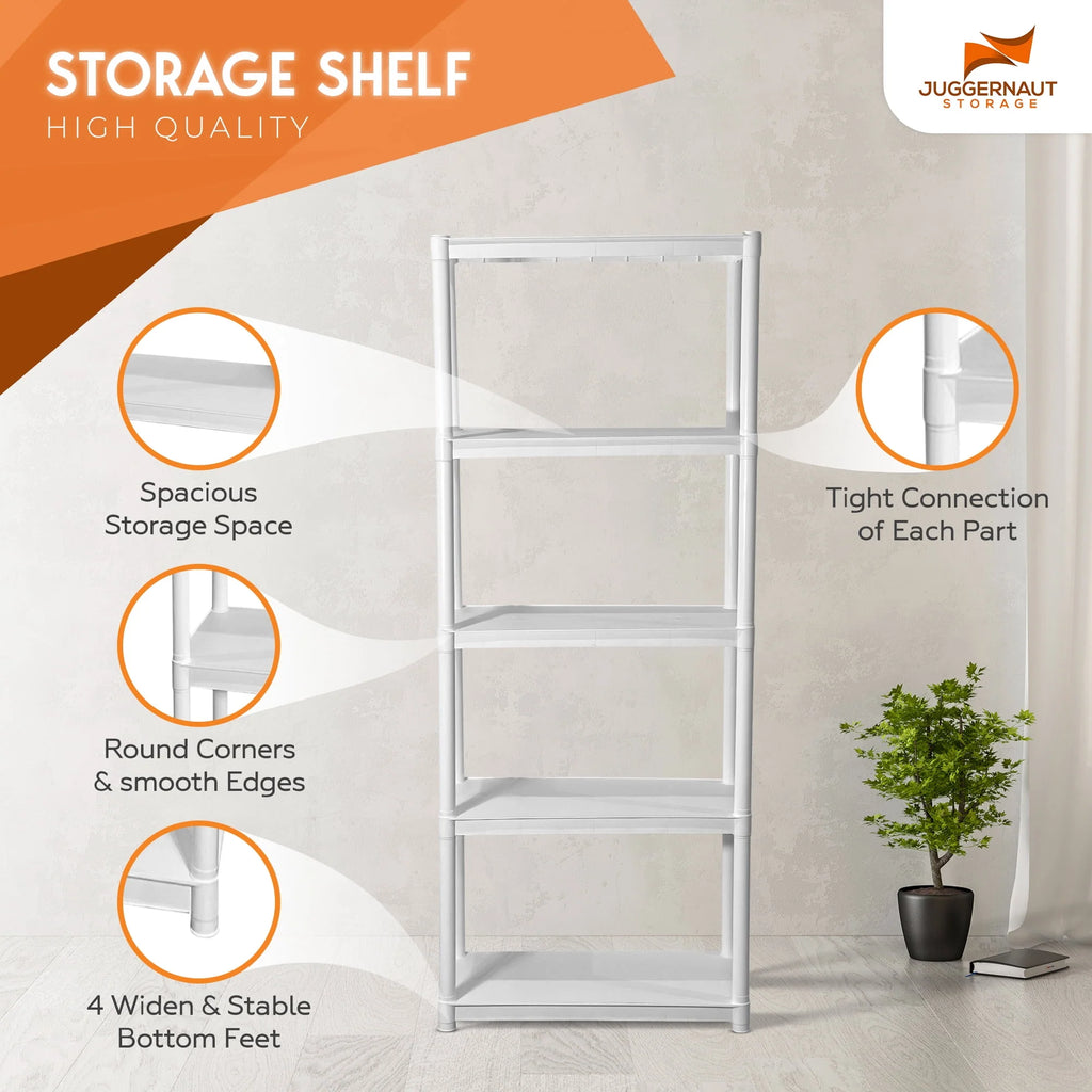 Juggernaut Storage 30"W x 14"D x 75.5"H 5-Shelf Garage Shelves, White