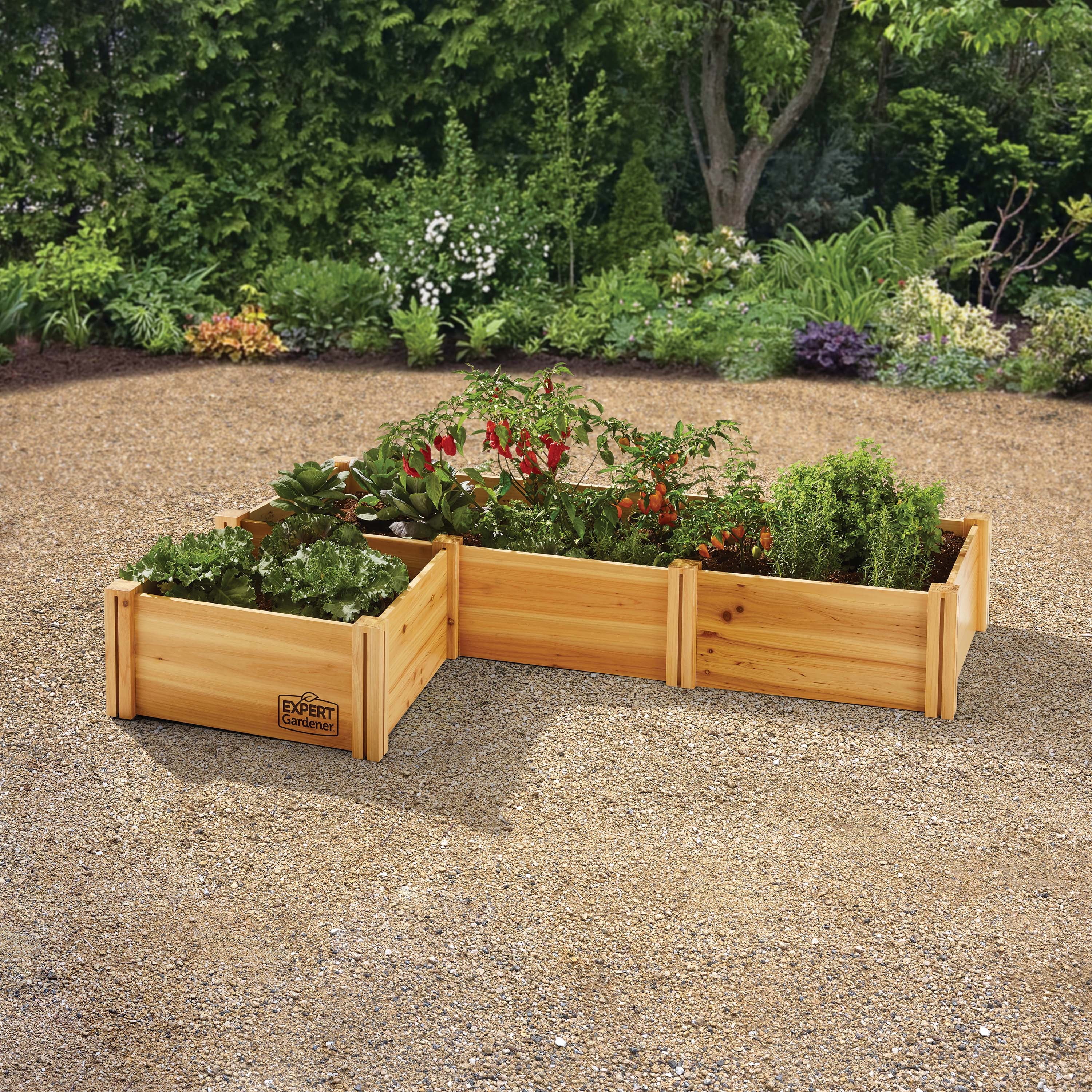 Expert Gardener Outdoor Wood Garden Bed, 7.4 ft L x 2 ft W x 10.6 in H