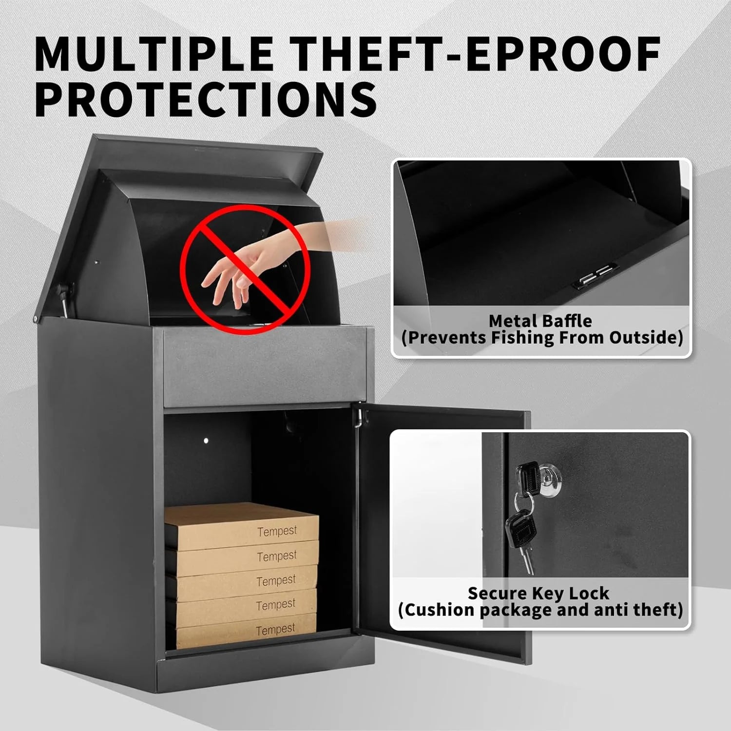 ICEELF Large Package Delivery Boxes, Galvanized Steel, Lockable, Anti-Theft, 17.3" x 13.8" x 22.1"