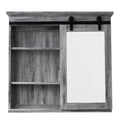 Wood Medicine Cabinet with Mirror - Gray Wall Mounted Bathroom Cabinet with Sliding Barn Door