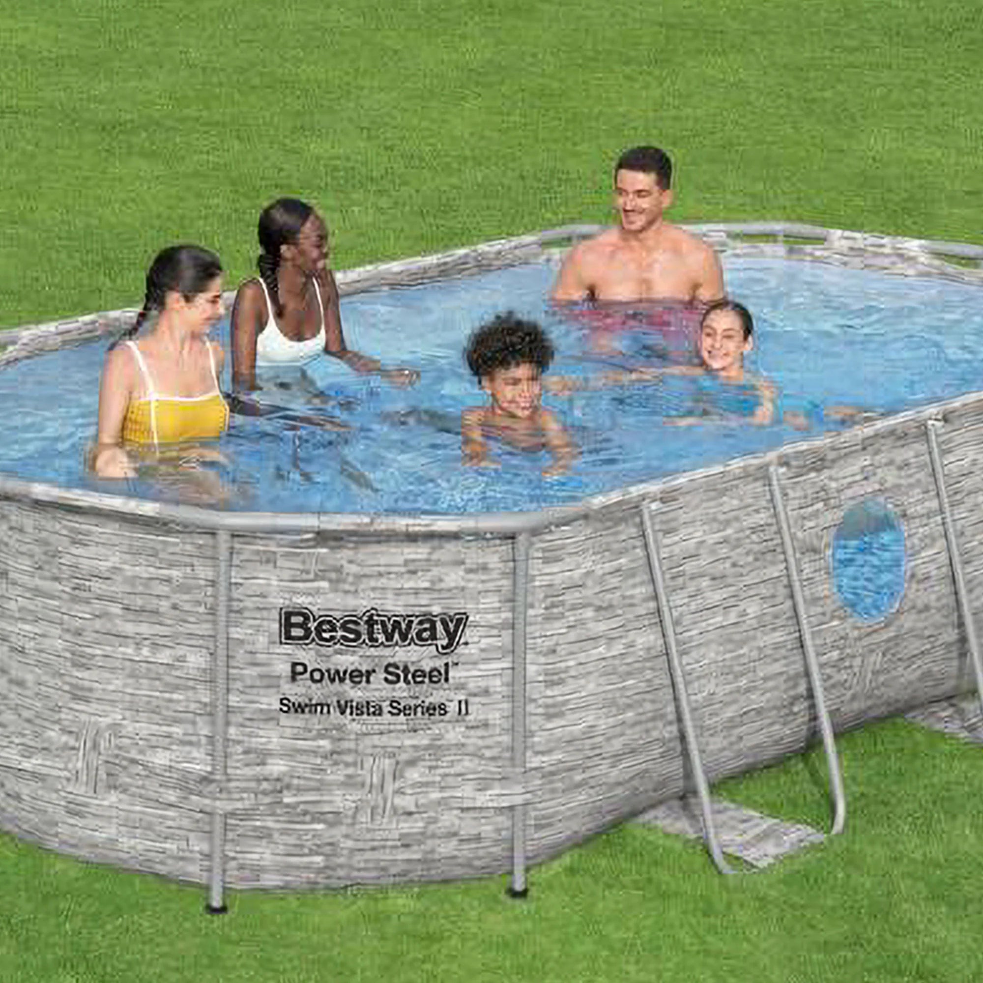 Bestway Metal Frame Above Ground Pool Oval 14 ft. x 8 ft. 2 in. x 39.5 in.