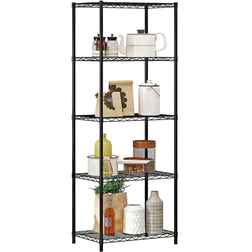 Vebreda 5-Tier Wire Shelving Unit, 21.7"L x 11.8"W x 59.1"H, Black