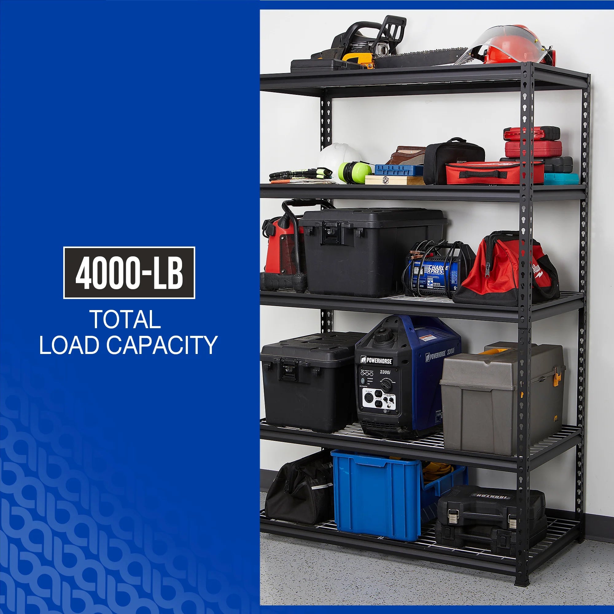 Strongway Heavy-Duty Wire Shelving Unit, 5 Shelves, 4000-Lb. Capacity, 36in.W x 18in.D x 72in.H