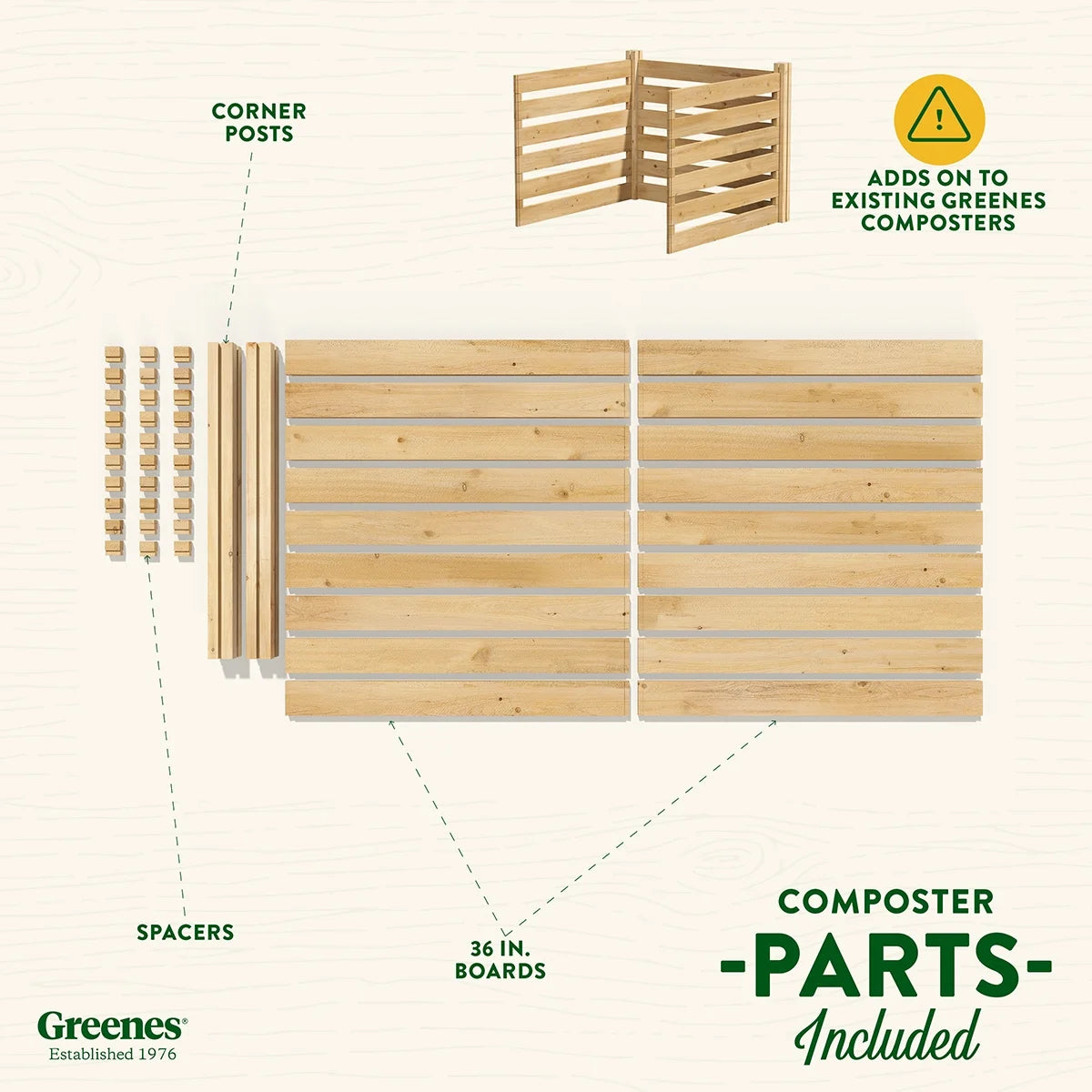 Greenes Fence Cedar Wood Composter Add-On Kit 36" x 36" x 31", 173.92 gal