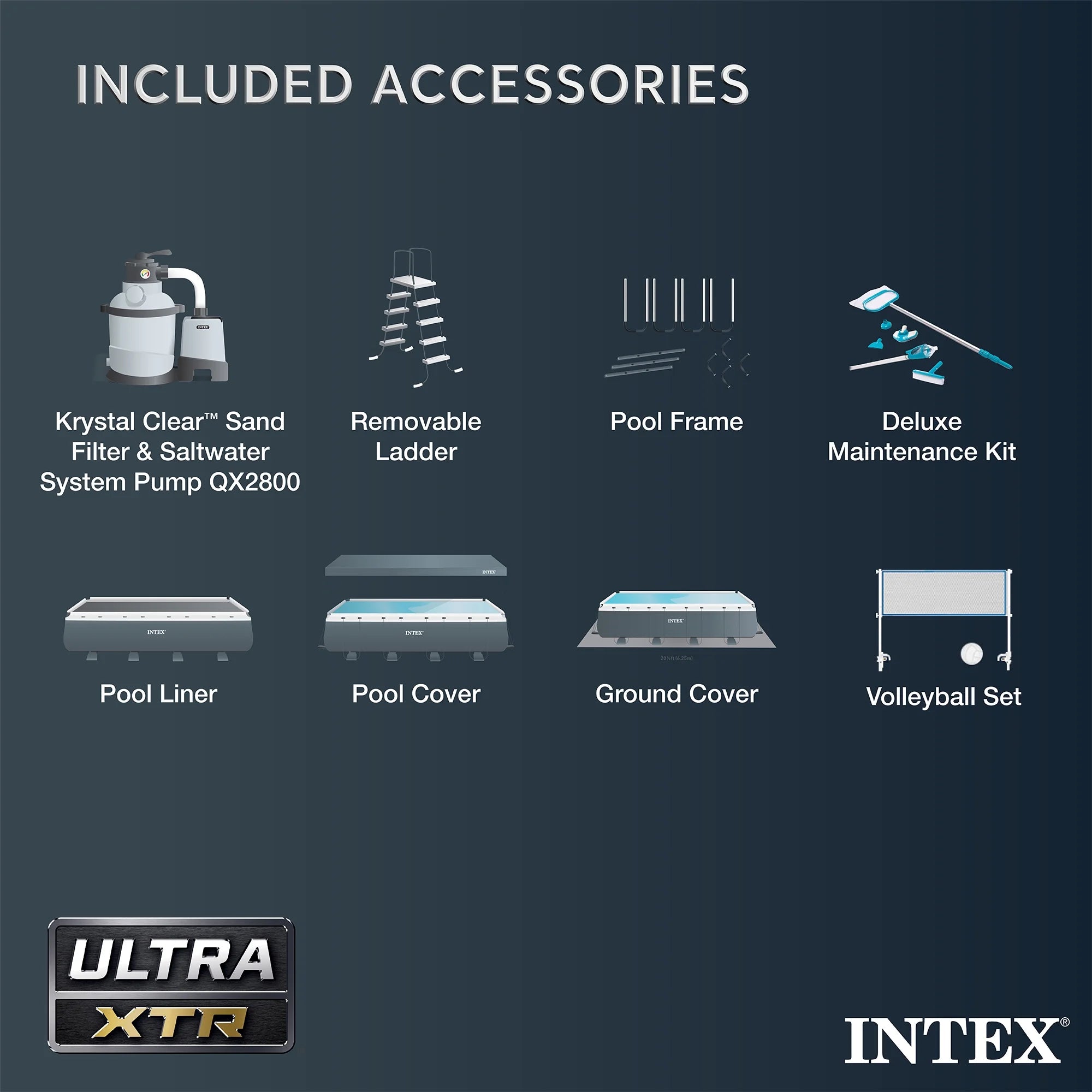 INTEX 32ft x 16ft x 52in Ultra XTR Above Ground Pool, Floats (2 Pack), & Inflatable Cooler