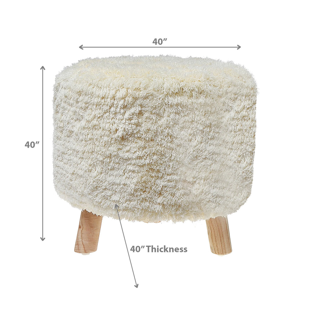 Maison Concepts Long Sag Handwoven Pouf Wooden Stand Light Grey (Multi) 40" X 40" X 40"