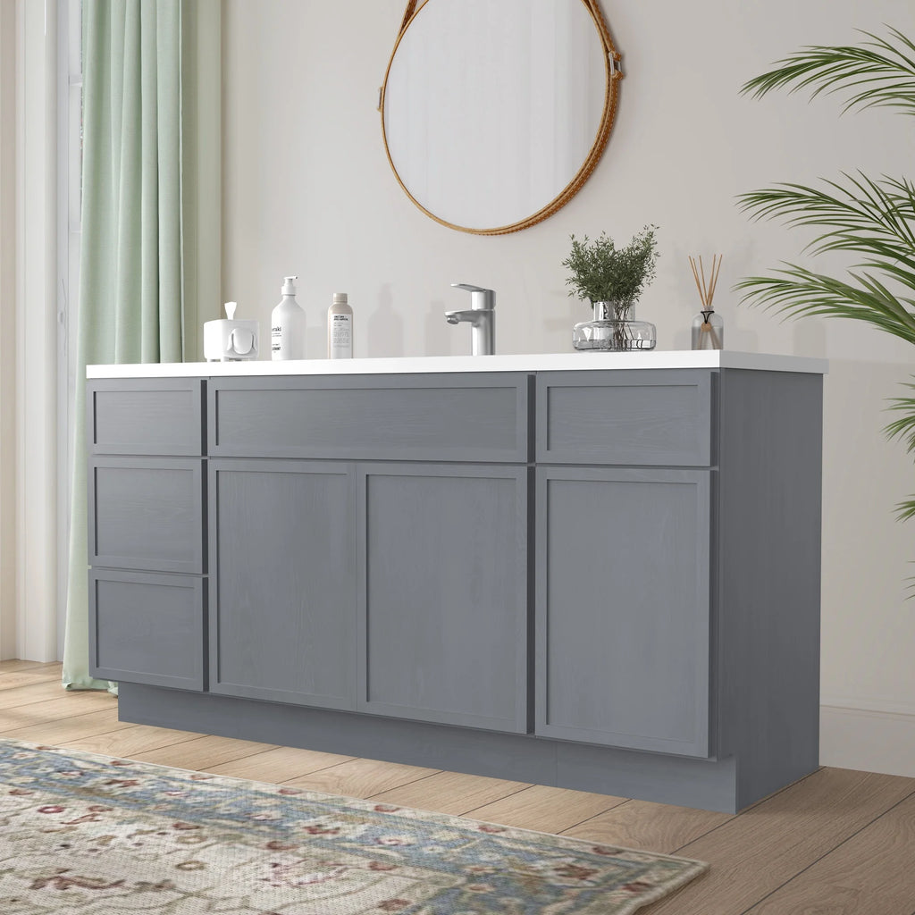 60 in. W x 21 in. D x 32.5 in. H Freestanding Bathroom Vanity Cabinet without Top in Smoky Gray