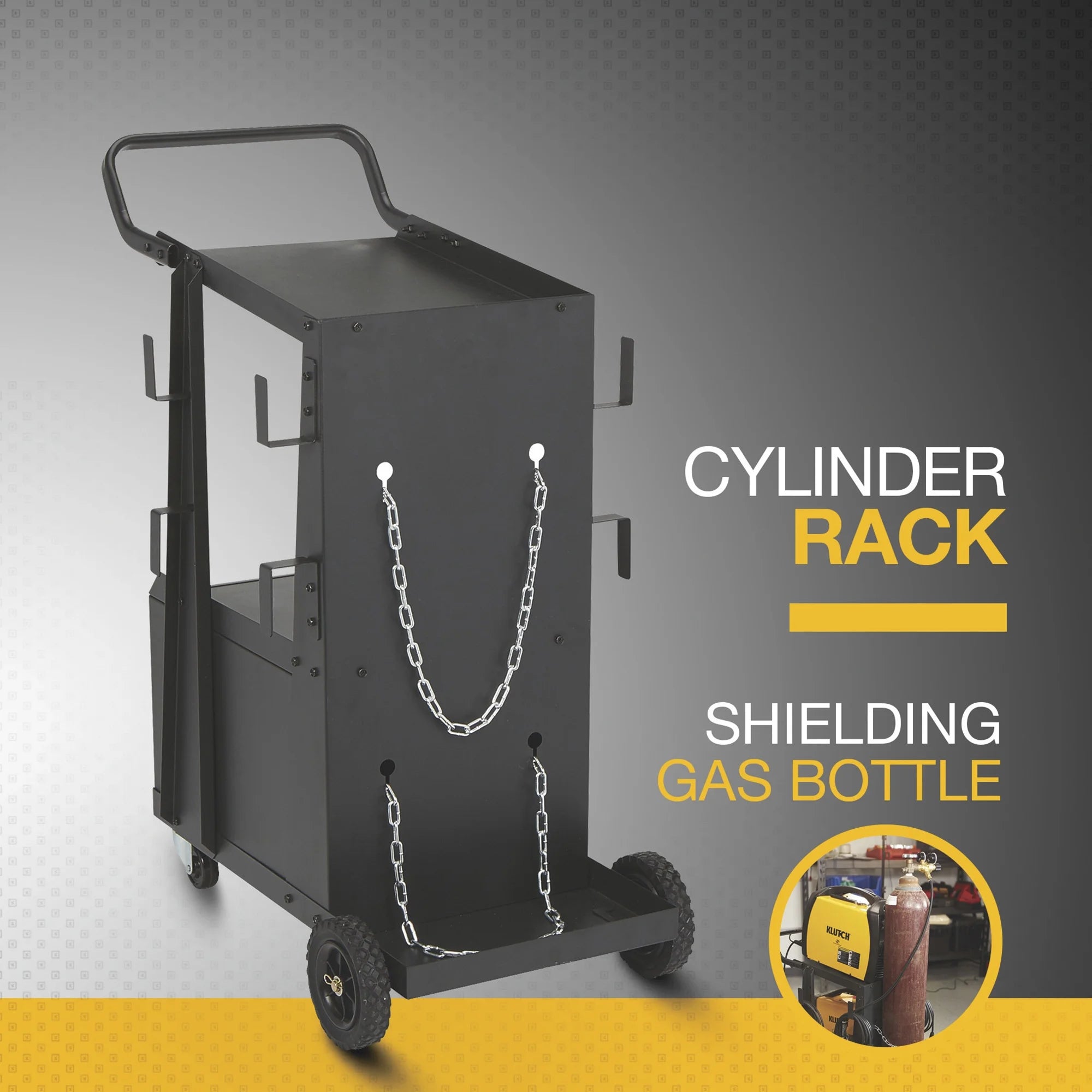 Klutch 2-Tier Welding Cart with Locking Cabinet, 31-1/2in.L x 16-1/8in.W x 28in.H