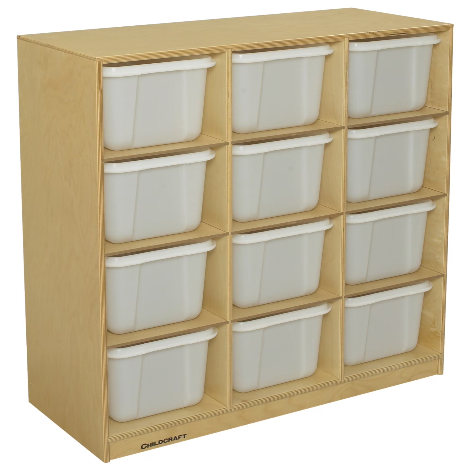 Childcraft Mobile Cubby Unit, 12 Translucent Tubs, 38-1/8 x 16 x 36 Inches