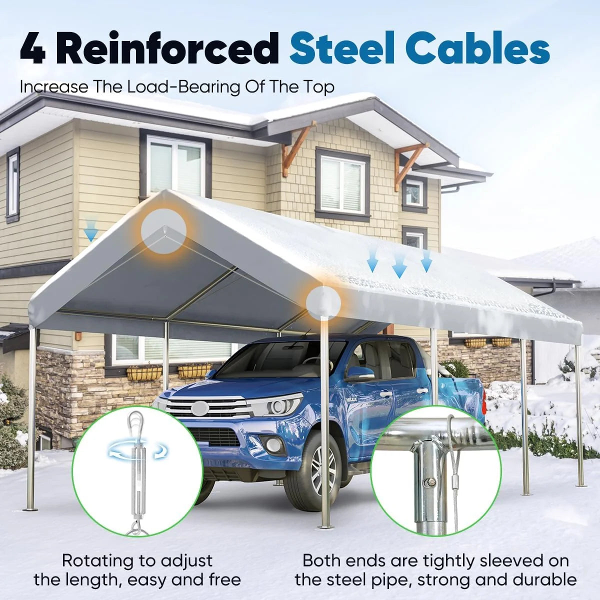 Quictent 10’ x 20’ x 8.7’ Silver Gray Carport