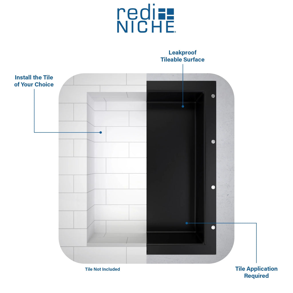 Tile Redi RND1614S-20 Redi Niche 16" x 34" x 4" Double Recessed Shelf Gray