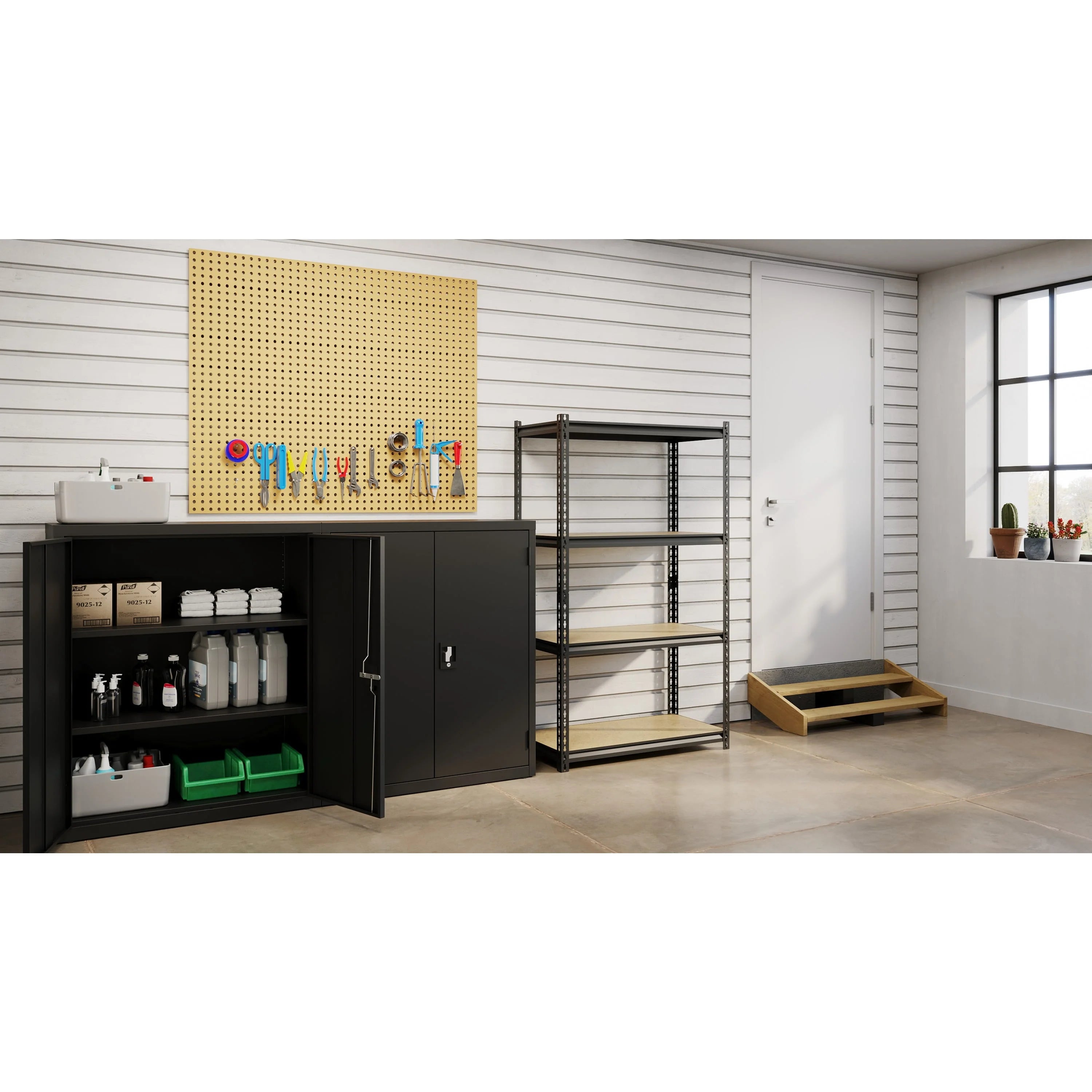Iron Horse 2300 Riveted Steel Shelving 4-Shelf Unit, 18D x 36W x 60H, Black