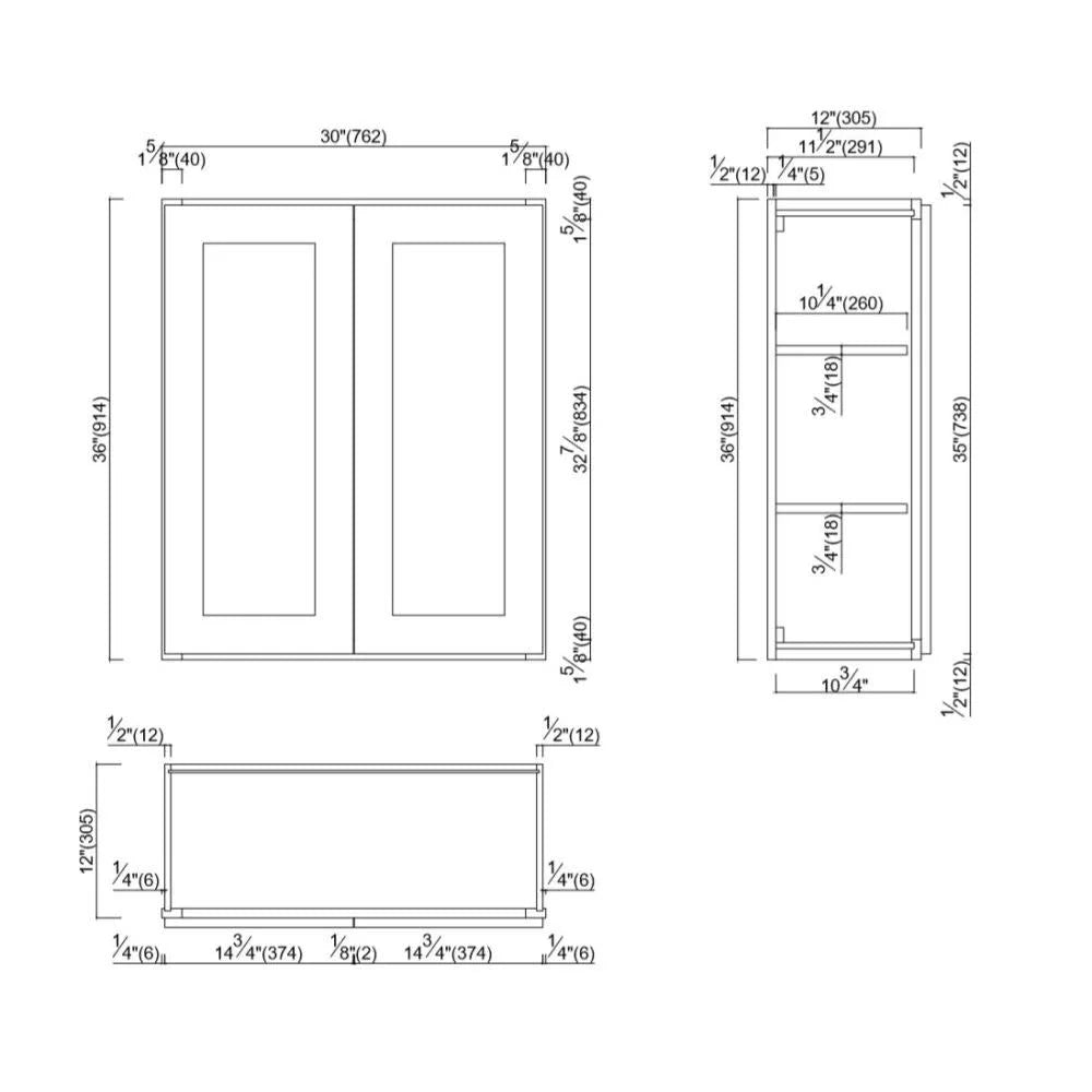 Design House Brookings Solid Wood Ready to Assemble Wall Kitchen Cabinet (30" x 12" x 36"), Espresso