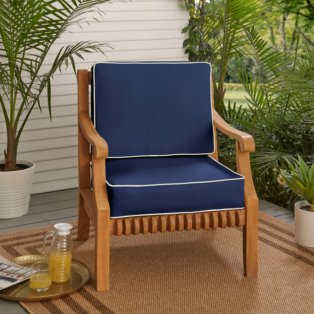 Mozaic Company Sunbrella Indoor/ Outdoor Corded Chair Cushion Set - 22" x 22" x 4" Canvas Spa