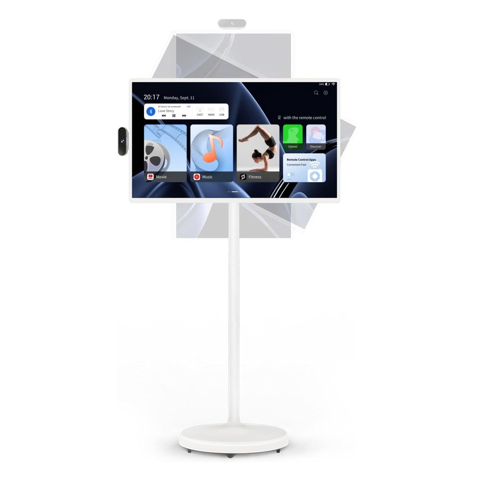 32-Inch Portable Smart Touchscreen Display - FHD 1080p Mobile Monitor with Adjustable Stand, Battery, HD Camera & Wireless Casting