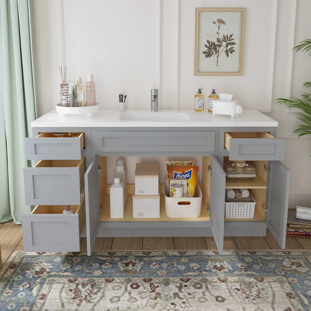 60 in. W x 21 in. D x 32.5 in. H Freestanding Bathroom Vanity Cabinet without Top in Smoky Gray