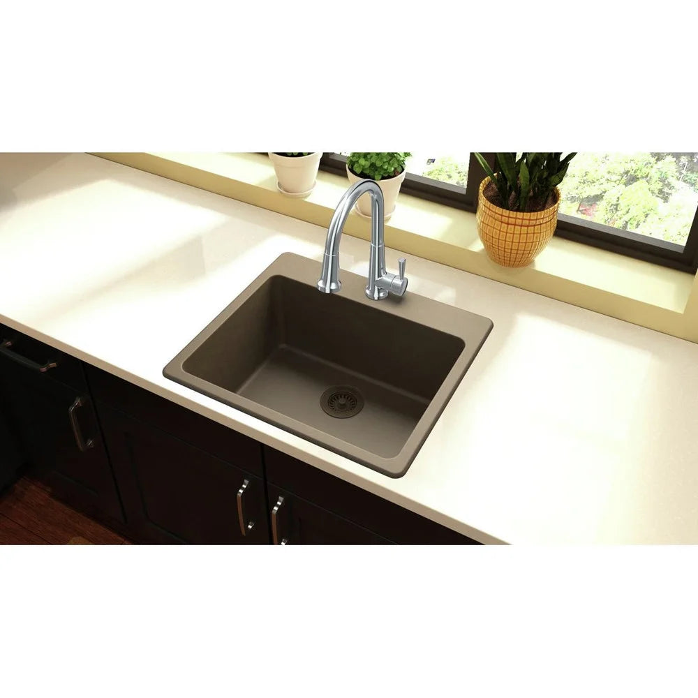 Elkay Quartz Classic 25" x 22" x 9-1/2", Single Bowl Drop-in Sink, Greystone