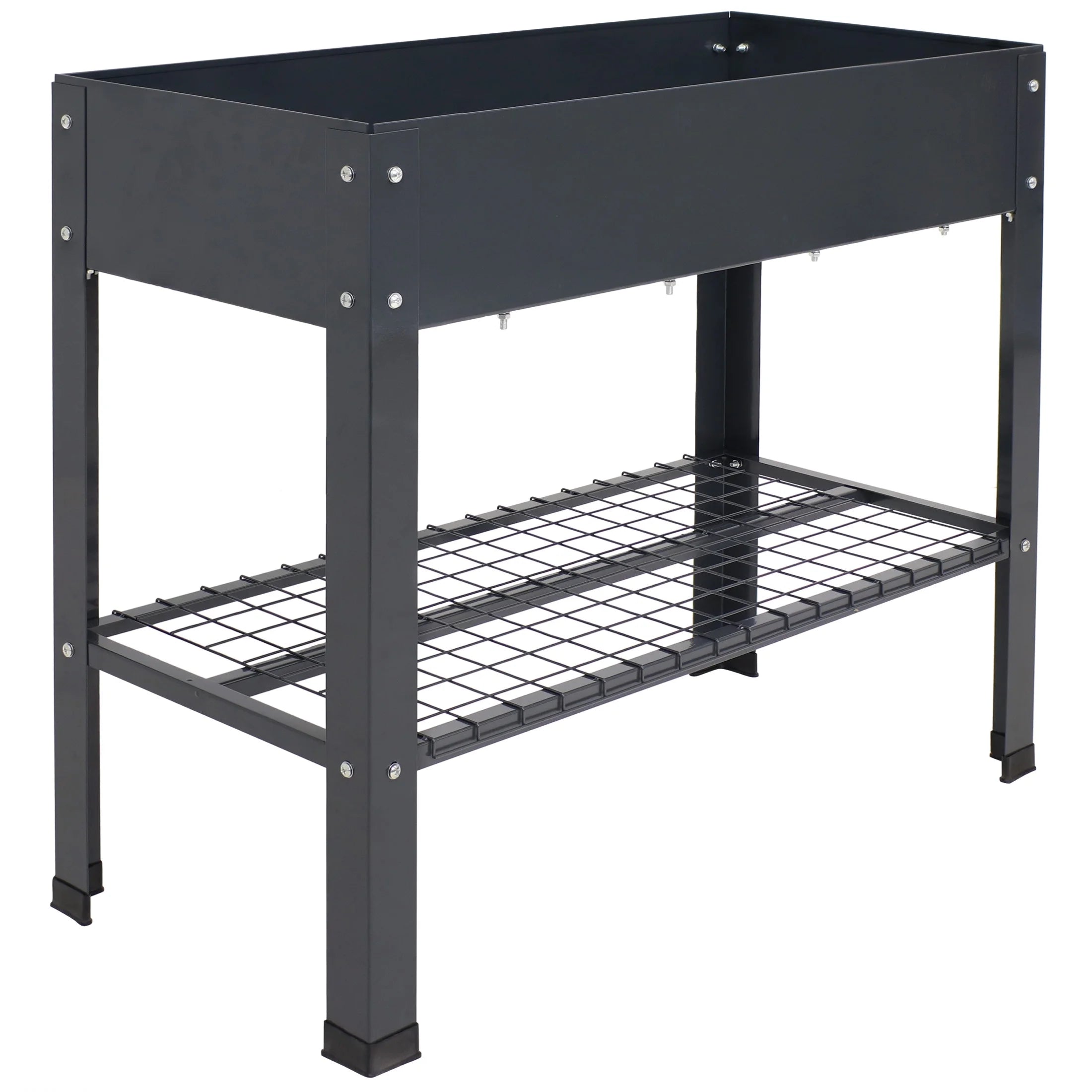 Sunnydaze 35.75" x 16" x 31.75" Black Galvanized Steel Raised Garden Bed, Set of 2