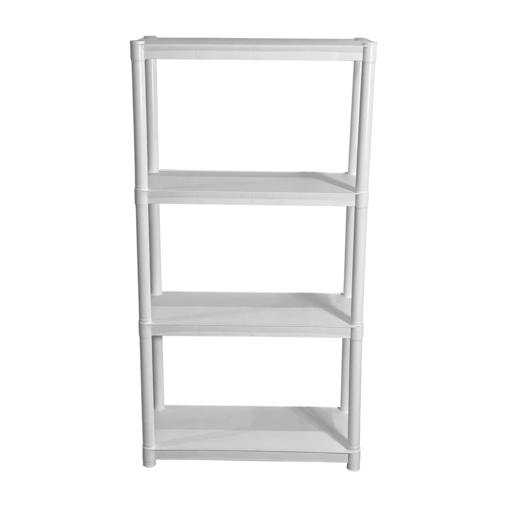Juggernaut Storage 30"W x 14"D x 57.5"H 4-Shelf Plastic Garage Shelves, White