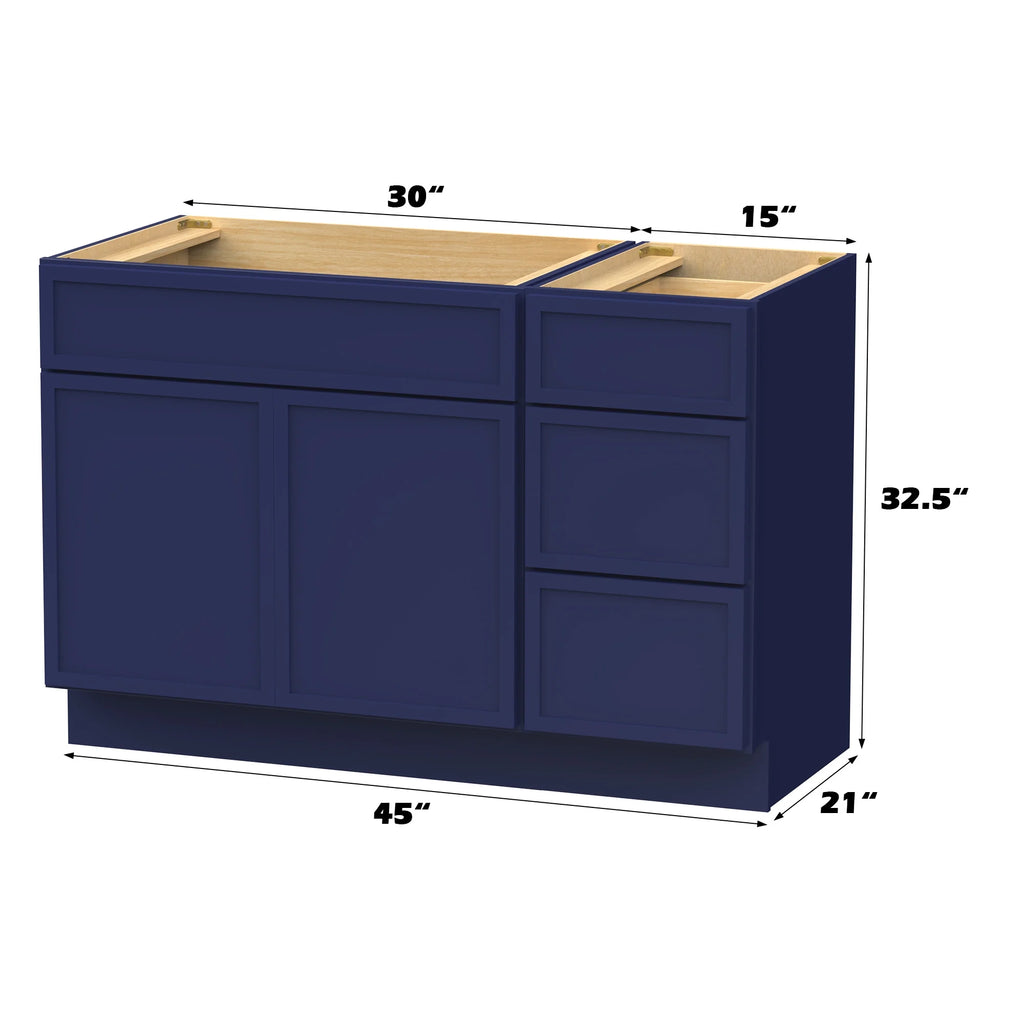 45 in. W x 21 in. D x 32.5 in. H Bath Vanity Cabinet without Top in Gray