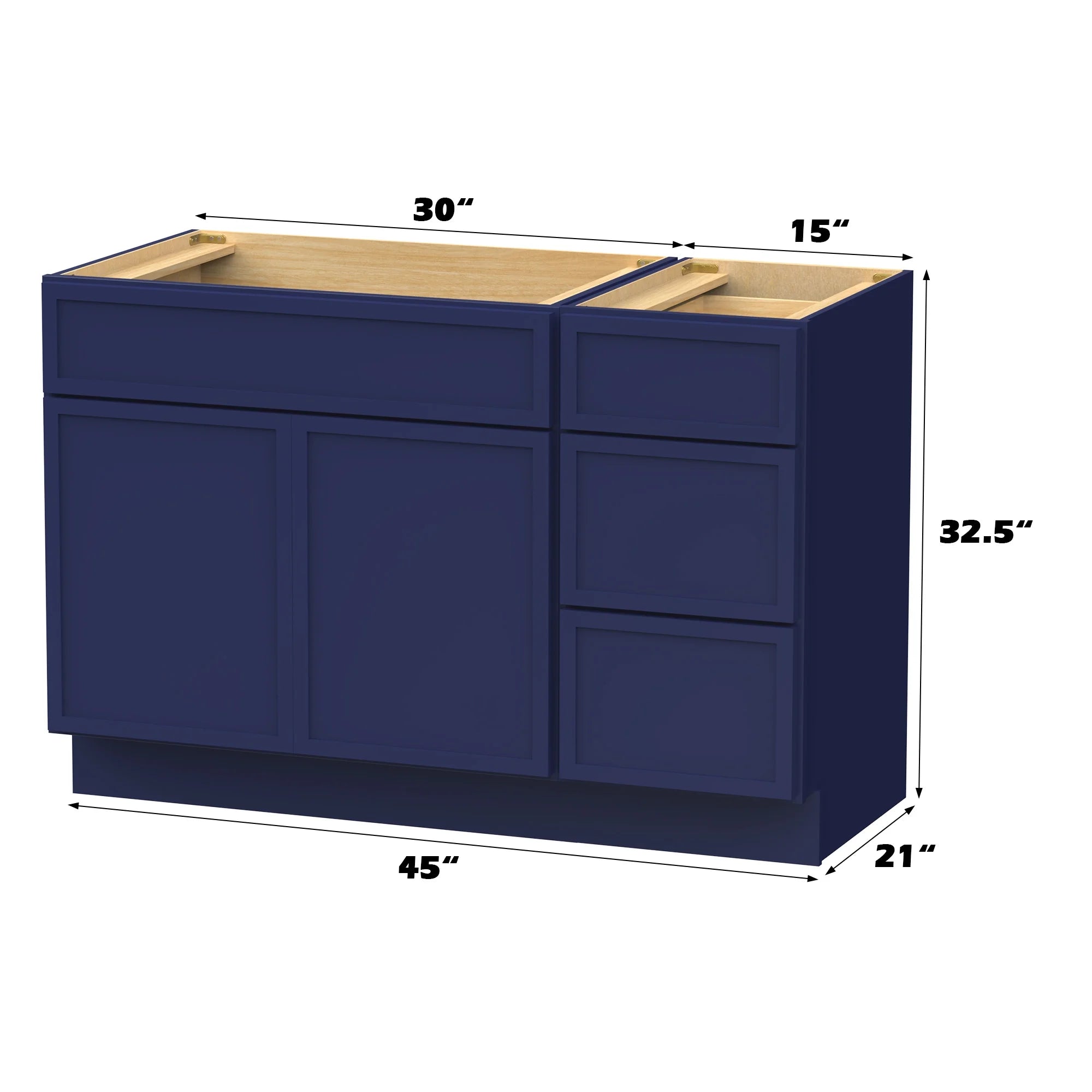 45 in. W x 21 in. D x 32.5 in. H Bath Vanity Cabinet without Top in Gray