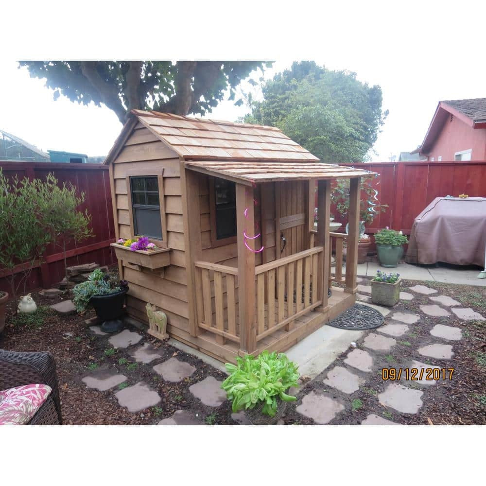 Little Squirt 6x6 ft Cedar Wooden Playhouse for Kids, Outdoor Backyard Playhouse with Dutch Door, Screened Windows & Floor Included