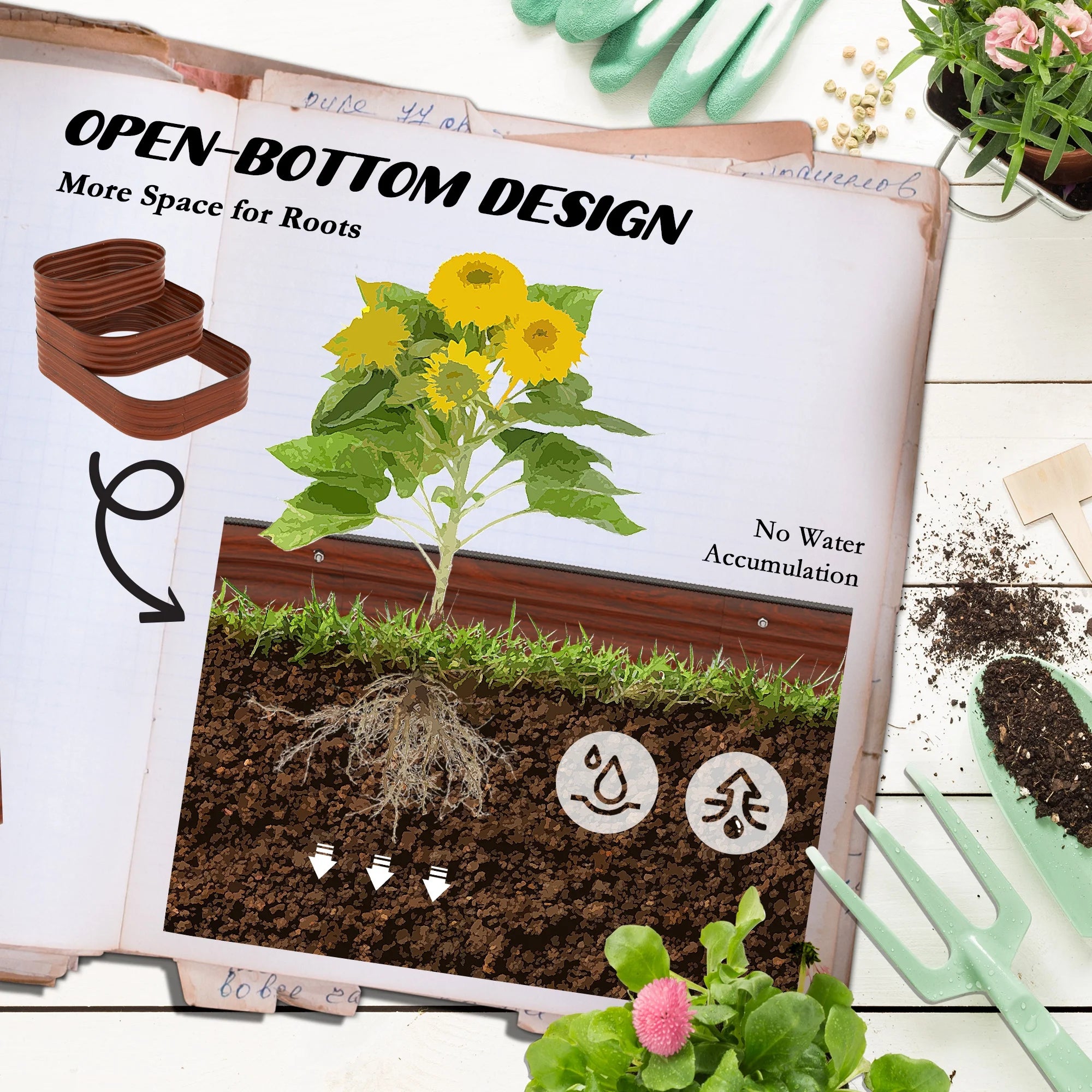 Outsunny 3-Tier Raised Garden Bed 62.25" x 43" x 32.25" Planter Set, Green