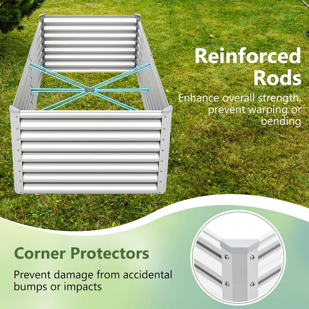 Gymax Raised Garden Bed Large Metal Planter Box Kit for Vegetable Herb 6' x 3' x 2'