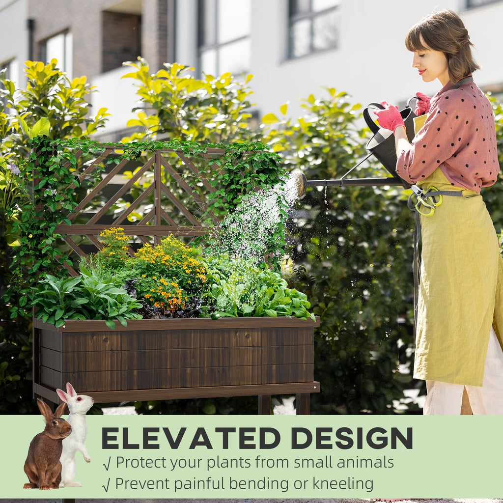 GHooa Raised Garden Bed with Trellis for Climbing Plants 41.25" W x 17.75" D x 55" H-Gray