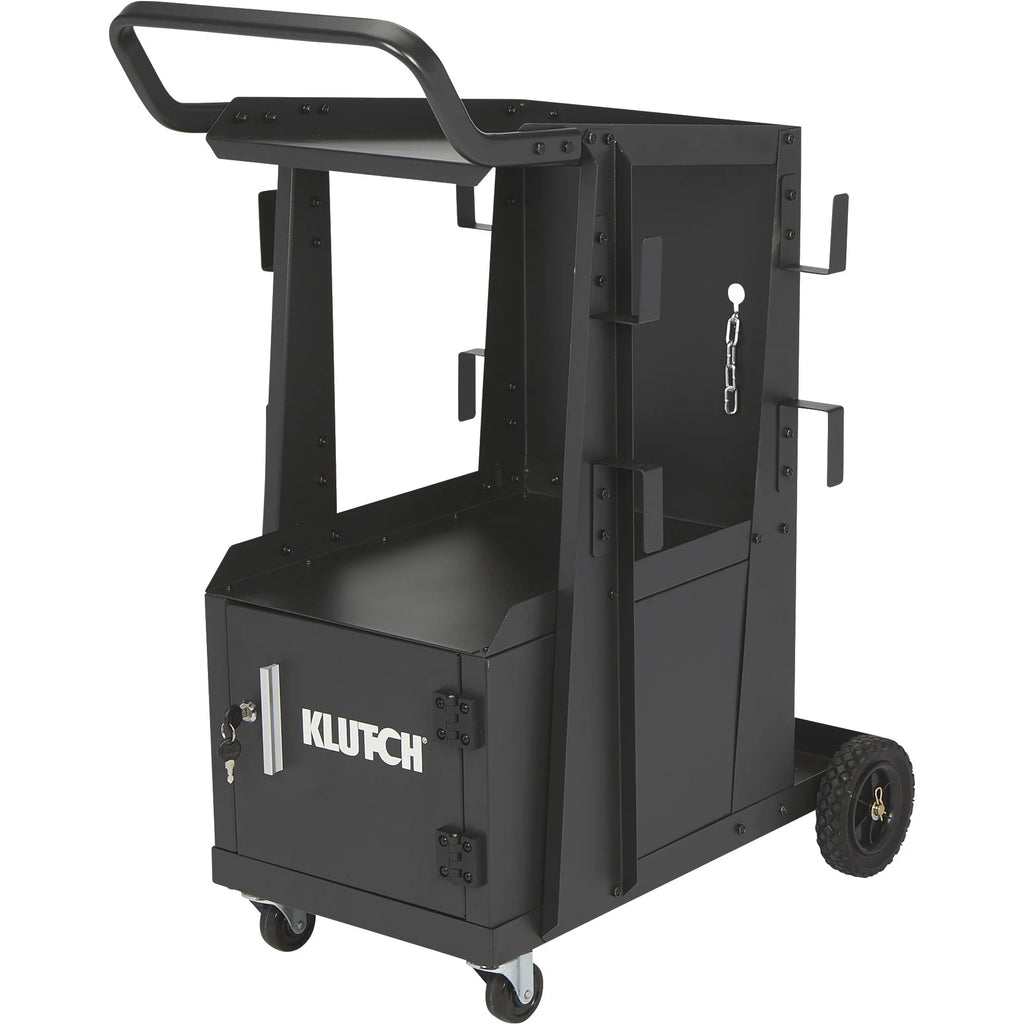 Klutch 2-Tier Welding Cart with Locking Cabinet, 31-1/2in.L x 16-1/8in.W x 28in.H