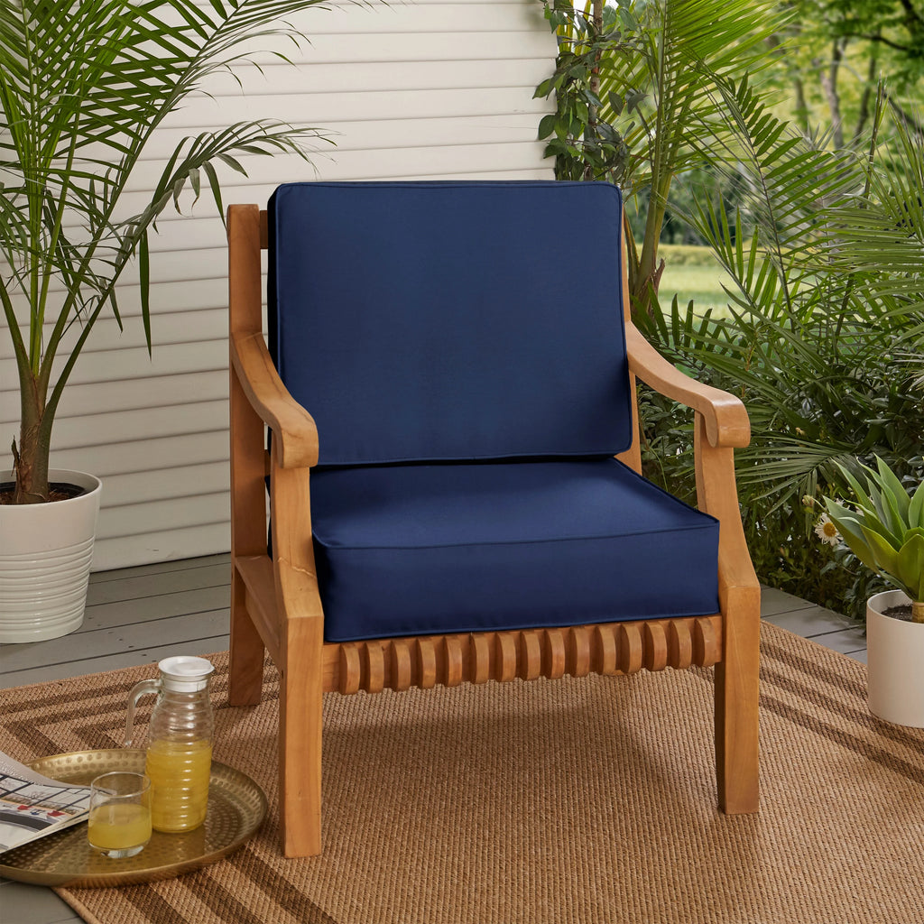 Mozaic Company Sunbrella Indoor/ Outdoor Corded Chair Cushion Set - 22" x 22" x 4" Canvas Spa