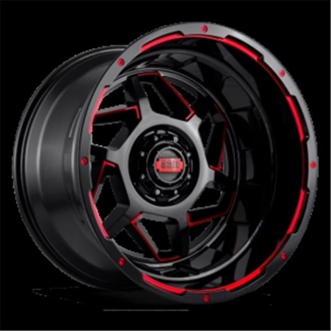 Grid Wheels D2952E87 20 x 9 GD14 0 mm Offset 5 x 127 Black with Red Accent Wheel