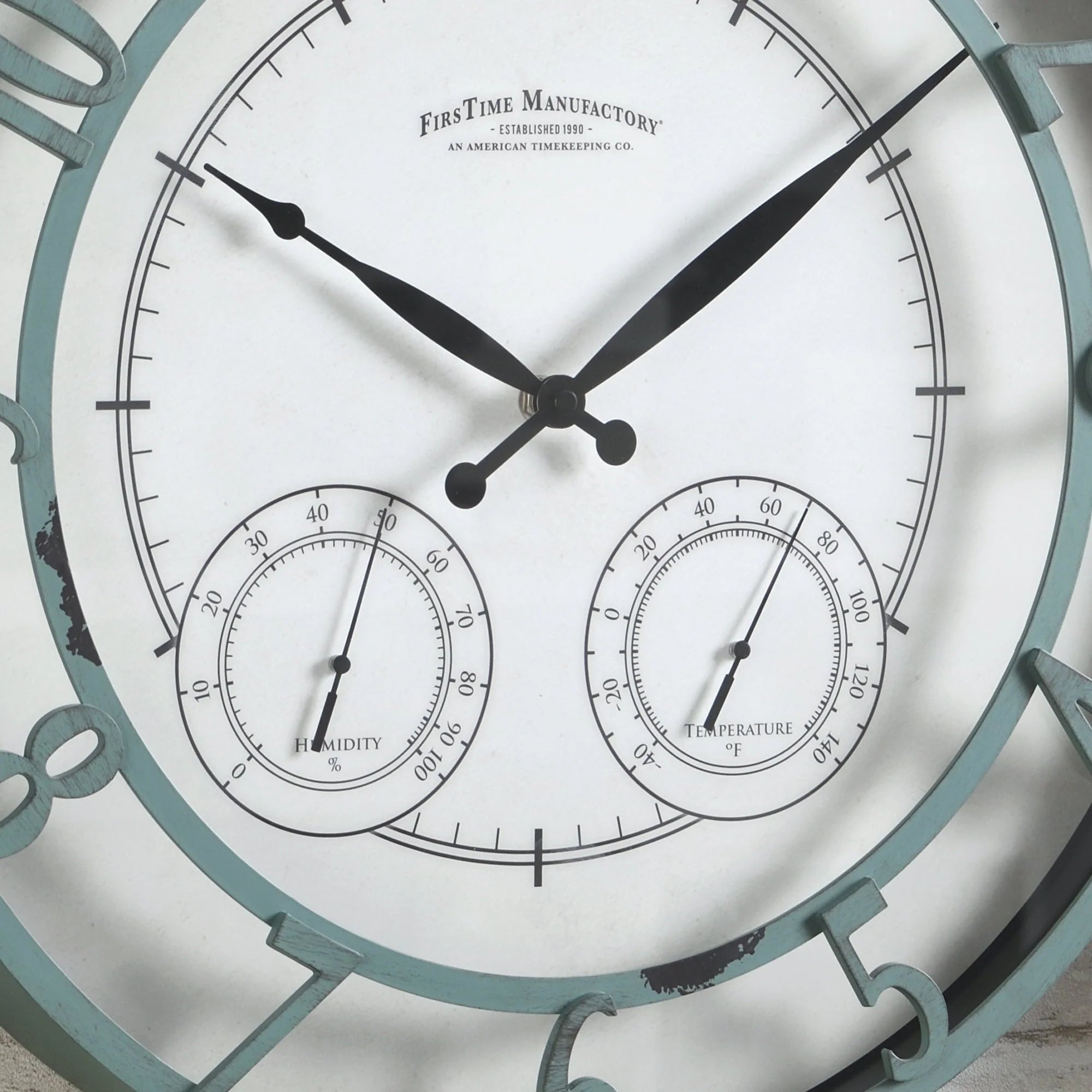 FirsTime & Co. Teal Laguna Outdoor Wall Clock, Farmhouse, Analog, 18 x 2 x 18 in
