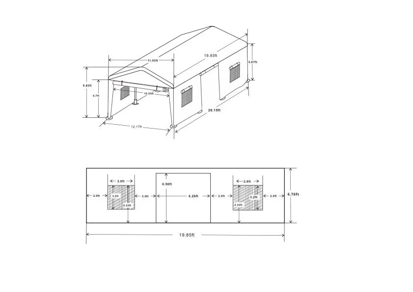 Seizeen 154.30 x 115.40 x 100.80 inches White Carport