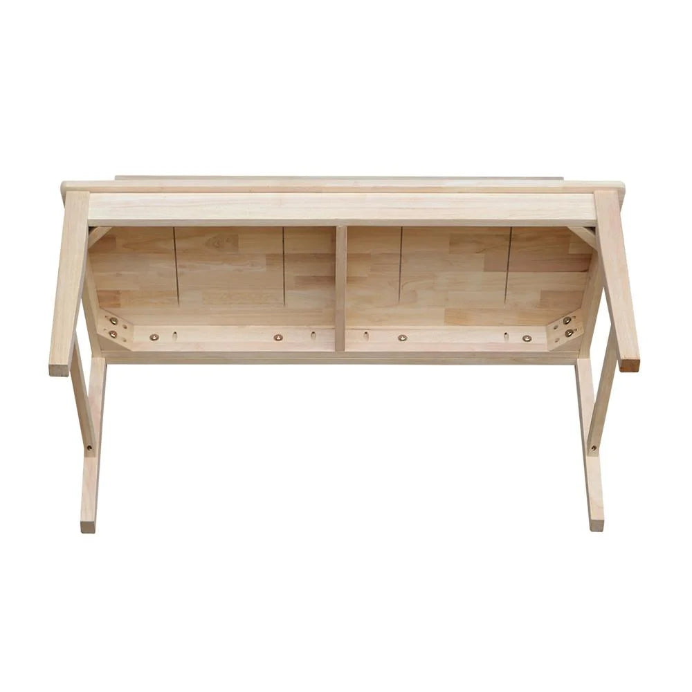 Double X-Back Bench With Arms and Shelf