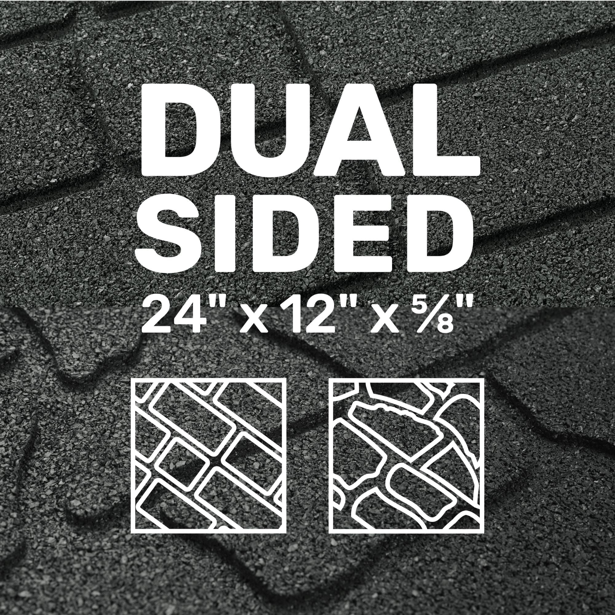 GroundSmart 24" x 12" x 5/8" Black Interlocking Dual-Sided Rubber Paver, 9 Pack