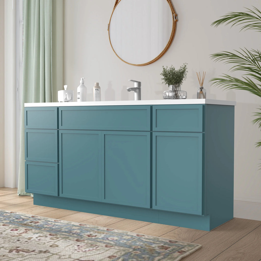 60 in. W x 21 in. D x 32.5 in. H Freestanding Bathroom Vanity Cabinet without Top in Smoky Gray