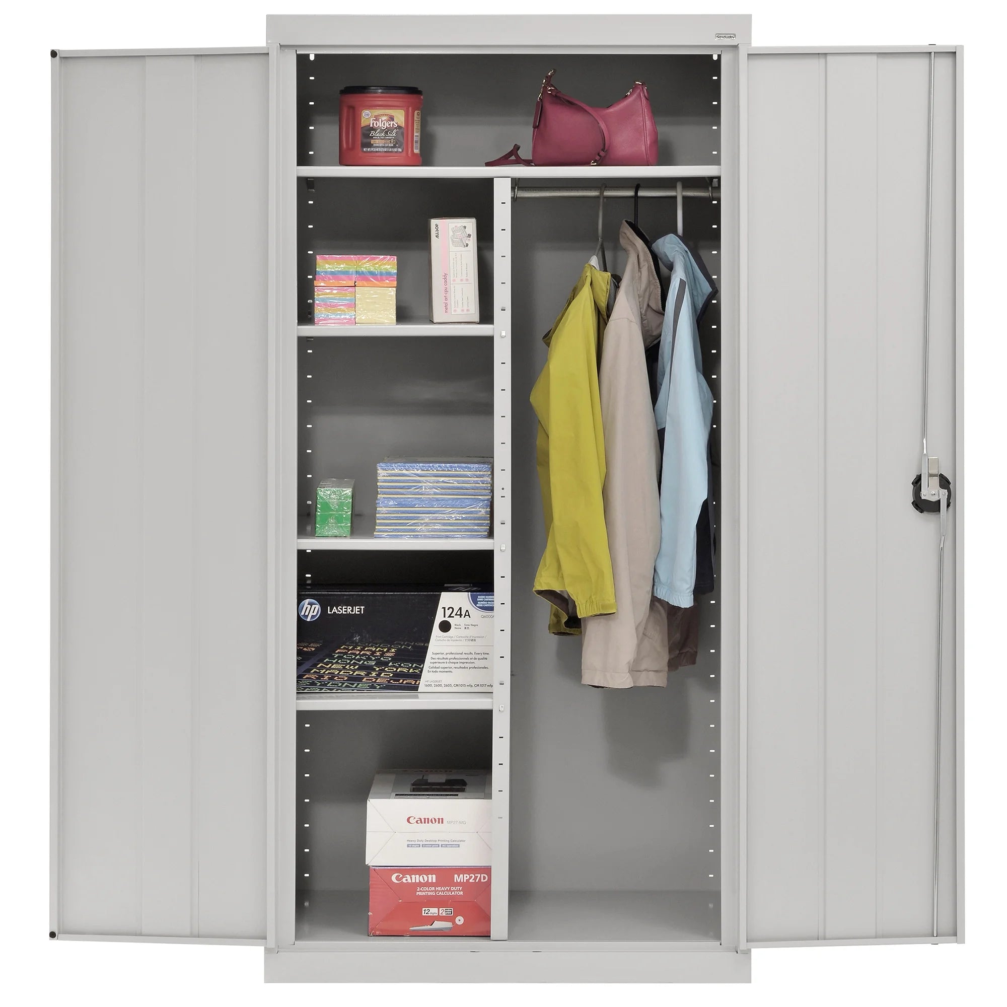 Elite Series Adjustable-Shelf Steel Combination Cabinet, 36"W x 24"D x 72"H, Dove Gray