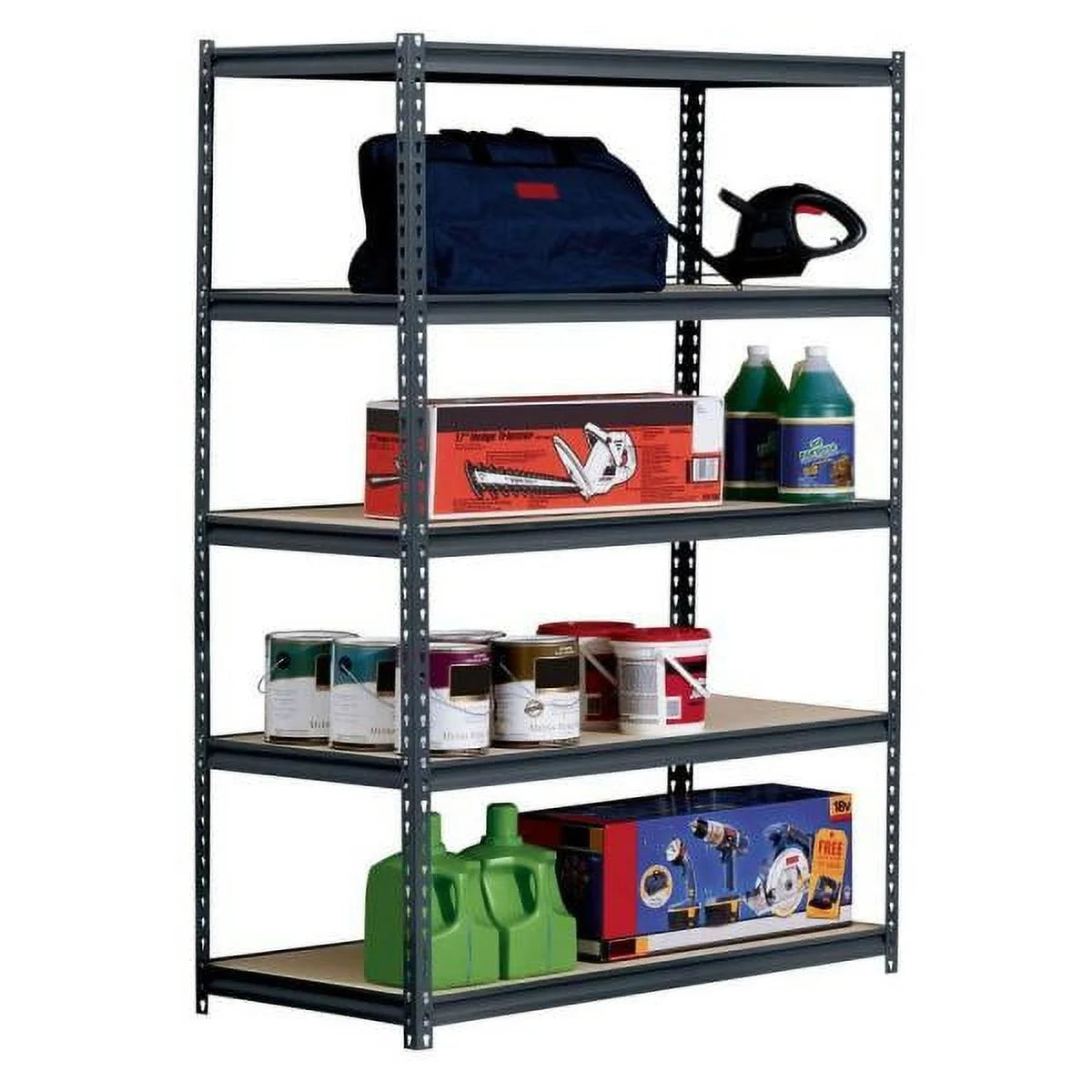 Muscle Rack 48"W x 24"D x 72"H 5-Shelf Steel Freestanding Shelving Unit; Black