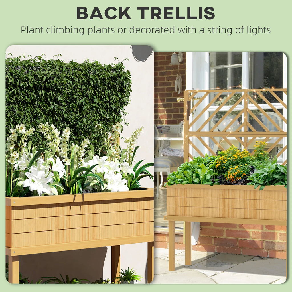 GHooa Raised Garden Bed with Trellis for Climbing Plants 41.25" W x 17.75" D x 55" H-Gray