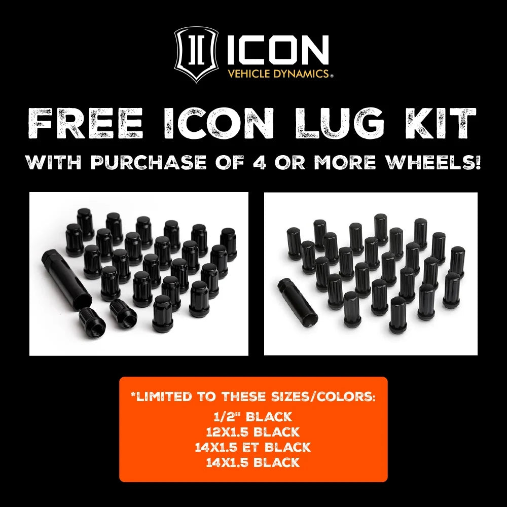 ICON Alloys Ricochet, Satin Black, 17 x 8 / 5 x 4.5, 38mm Offset, 6" BS