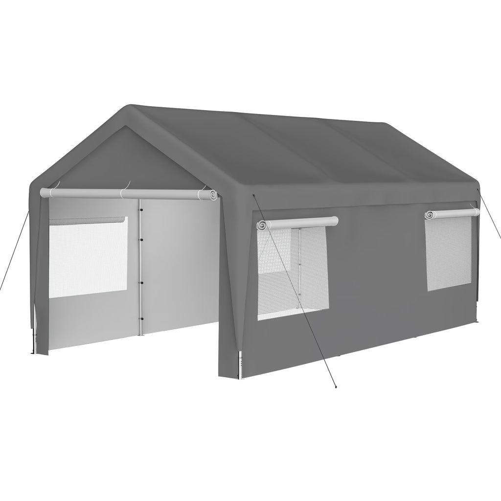 Seizeen 122.40 x 233.40 x 109.00 inches Gray Carport