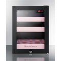 Summit Appliance 19.25 x 13.75 x 17.25 in. Beautifridge Cosmetics Refrigerator with Pink Shelving & Glass Door, Black