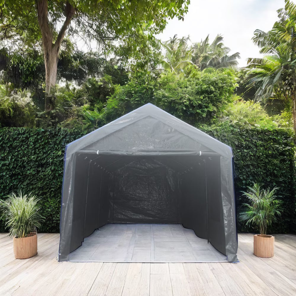 Seizeen 154.30 x 115.40 x 100.80 inches White Carport