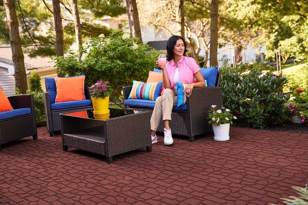 GroundSmart 24" x 12" x 5/8" Black Interlocking Dual-Sided Rubber Paver, 9 Pack