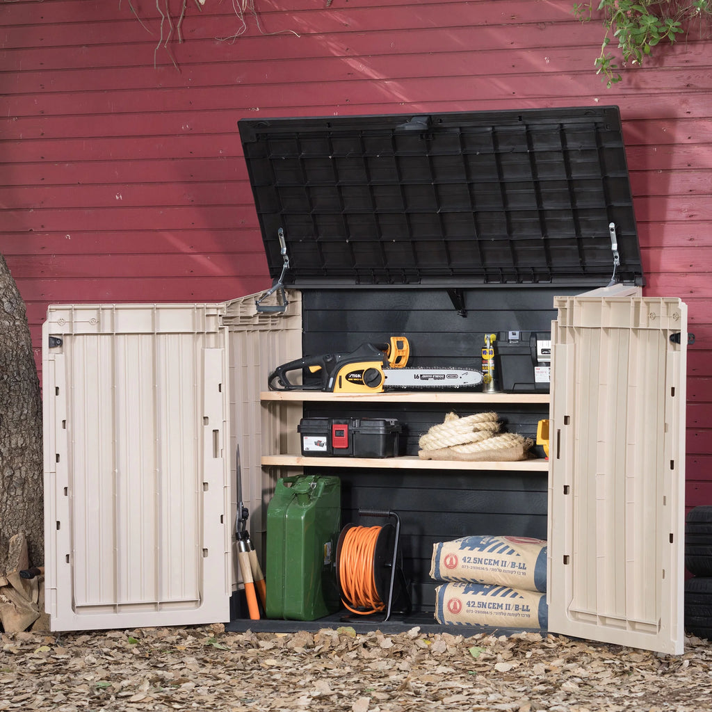 Keter S.I.O Midi 4.3' x 2.3' x 3.7' Horizontal Resin Outdoor Storage Shed with Durable Floor, Grey
