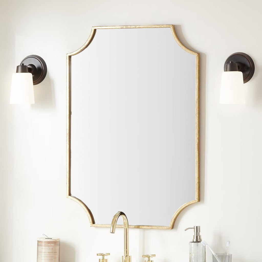 34" x 24.25" x 1" Wall Bathroom Vanity Mirror -IRON, MIRROR & ACRYLIC BACK- Gold Leaf -GL