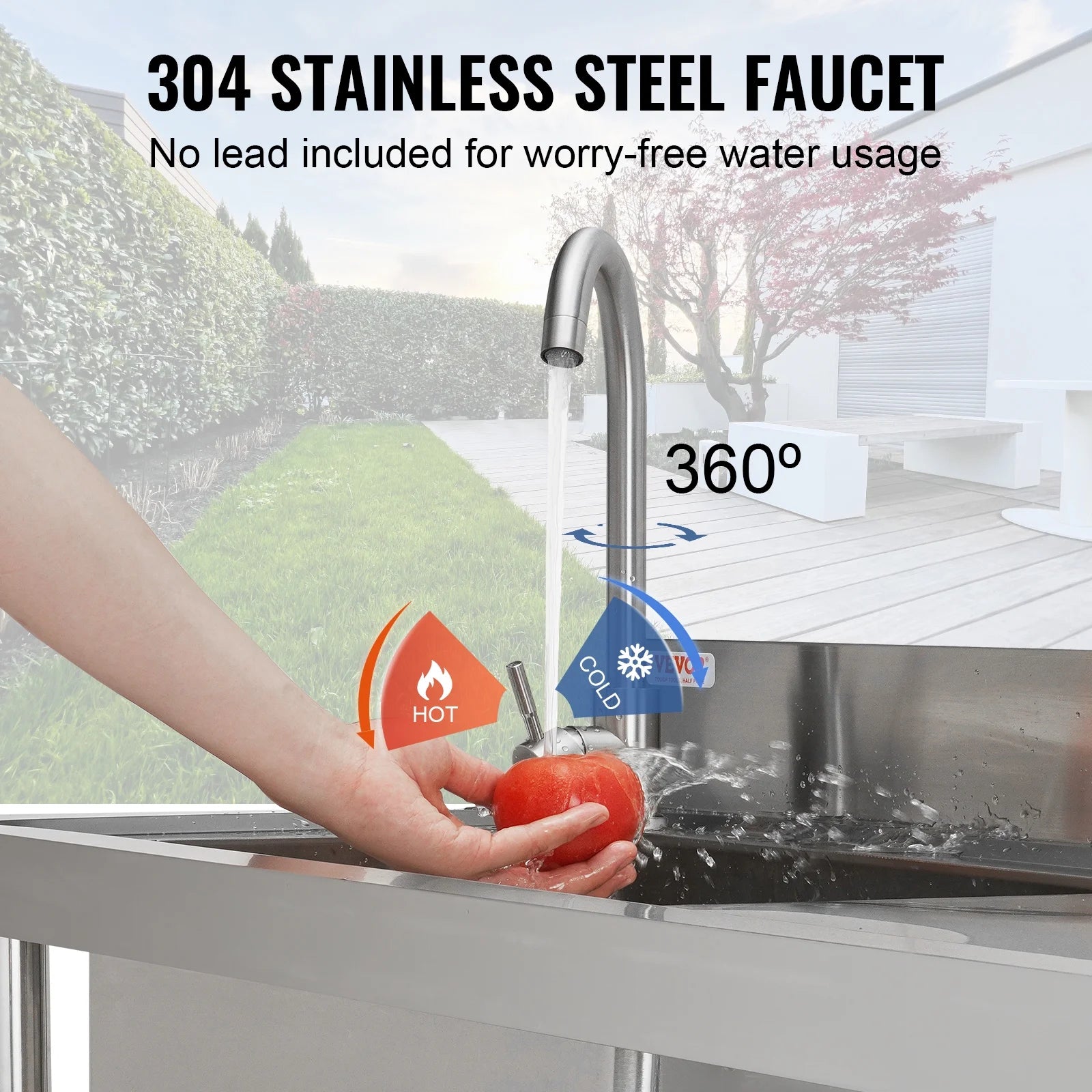Bentism Silver Stainless Steel 39.4 x 19.1 x 37.4 inches Rectangular Single Bowl Sink